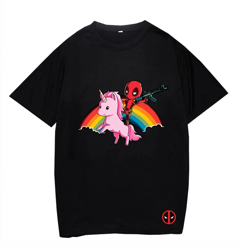 Marvel Deadpool T-Shirt Grey Plus Size Letter Print