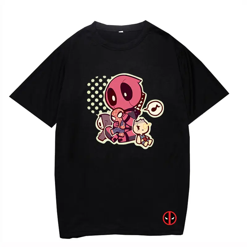 Marvel Deadpool T-Shirt Grey Plus Size Letter Print
