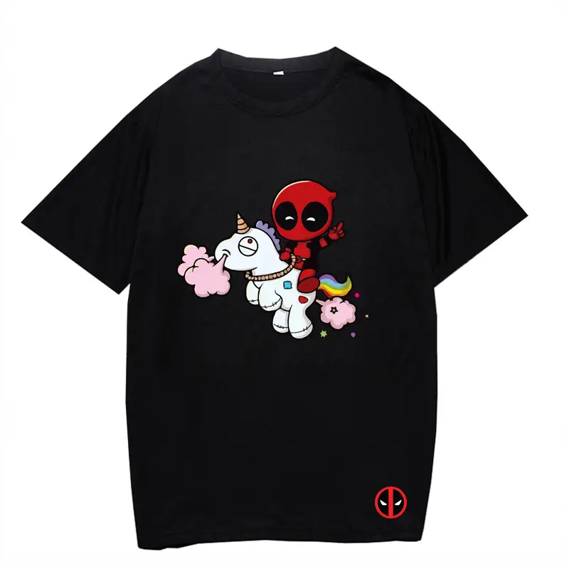 Marvel Deadpool T-Shirt Grey Plus Size Letter Print