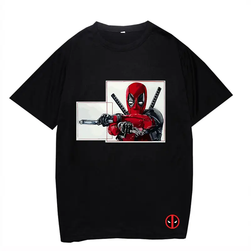 Marvel Deadpool T-Shirt Grey Plus Size Letter Print