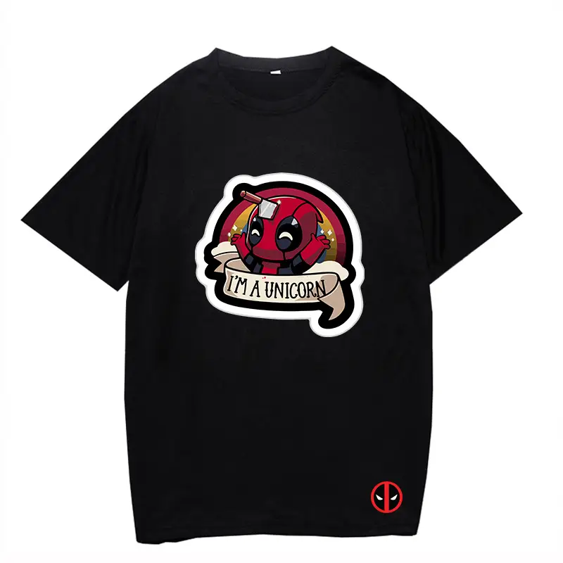 Marvel Deadpool T-Shirt Grey Plus Size Letter Print