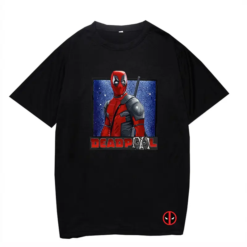 Marvel Deadpool T-Shirt Grey Plus Size Letter Print