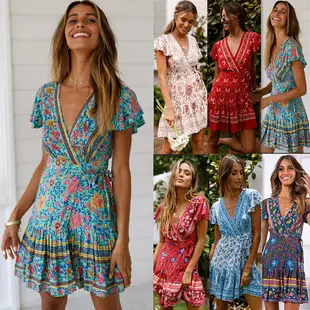 2026 Plus Size Floral Tie Waist V-Neck Dress — feature 15