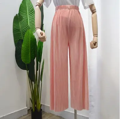Versatile Thin Women's Trousers with Elastic Waist, Loose Ice Silk Pleated Trousers, Slim Wide-Leg Trousers, Casual Yoga Trousers - Image 27