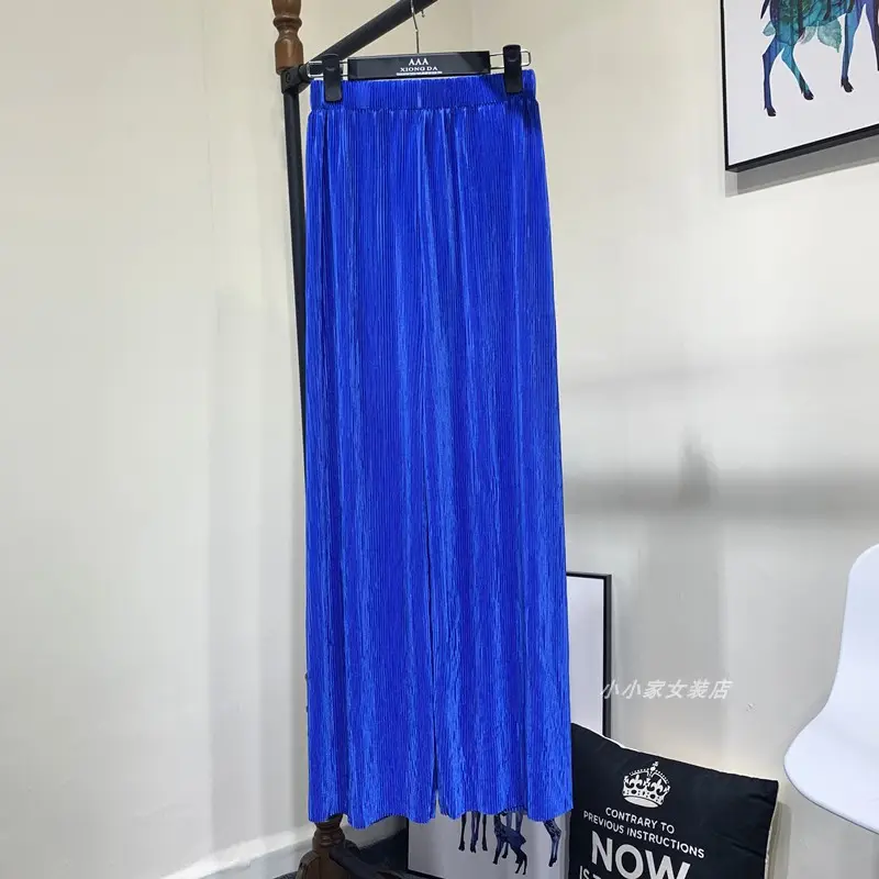 Versatile Thin Women's Trousers with Elastic Waist, Loose Ice Silk Pleated Trousers, Slim Wide-Leg Trousers, Casual Yoga Trousers - Image 13