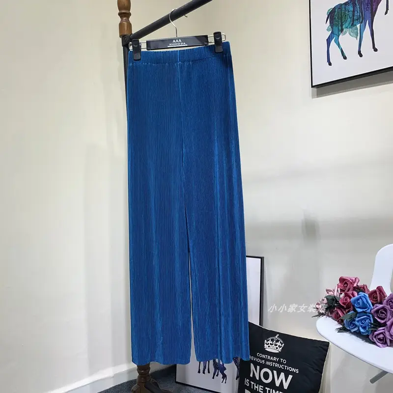 Versatile Thin Women's Trousers with Elastic Waist, Loose Ice Silk Pleated Trousers, Slim Wide-Leg Trousers, Casual Yoga Trousers - Image 18