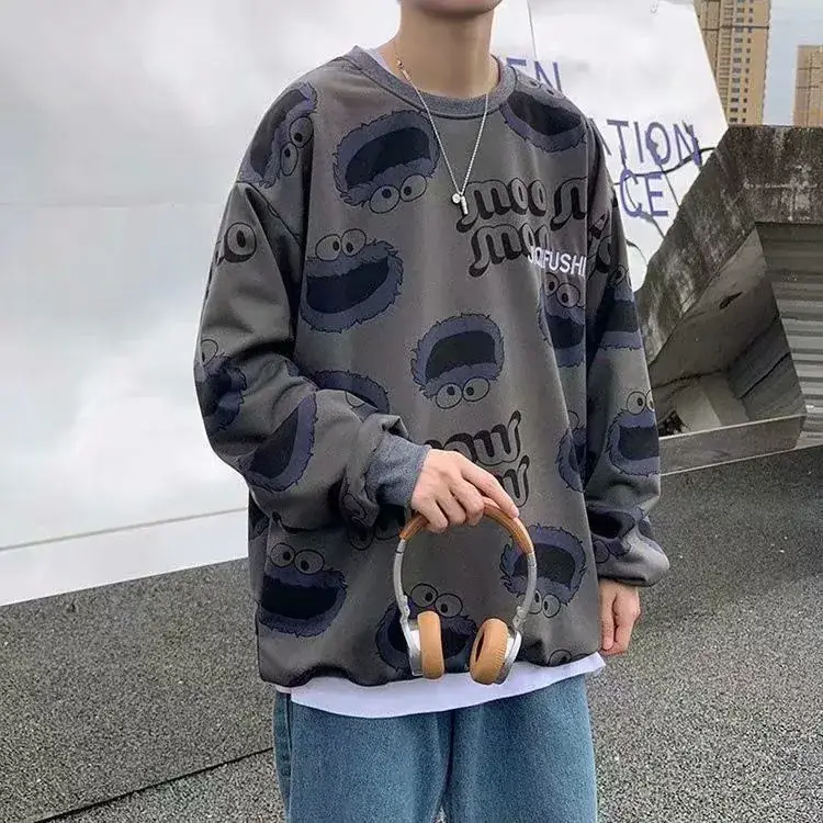Men Fleece Lined Printed Sweatshirt Winter Warm Loose Fit - Image 4