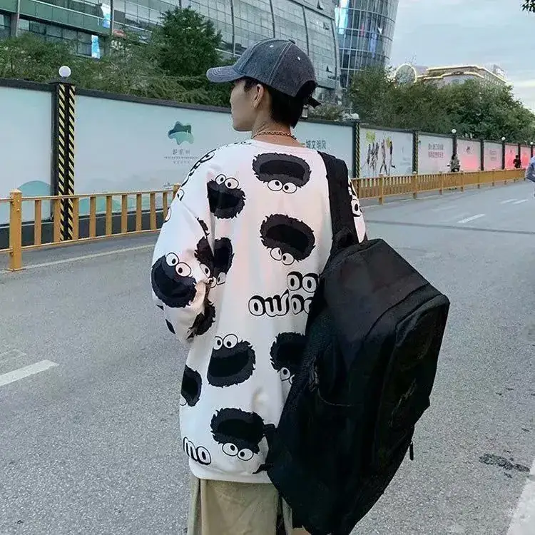 Men Fleece Lined Printed Sweatshirt Winter Warm Loose Fit - Image 5
