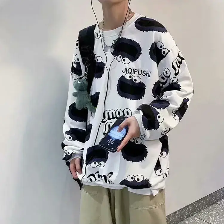 Men Fleece Lined Printed Sweatshirt Winter Warm Loose Fit - Image 6