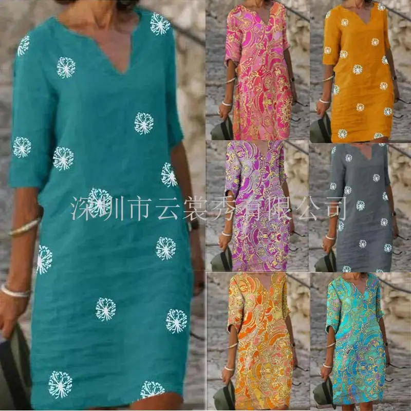 2020 Printed Cotton Floral Short Sleeve Women - Image 9