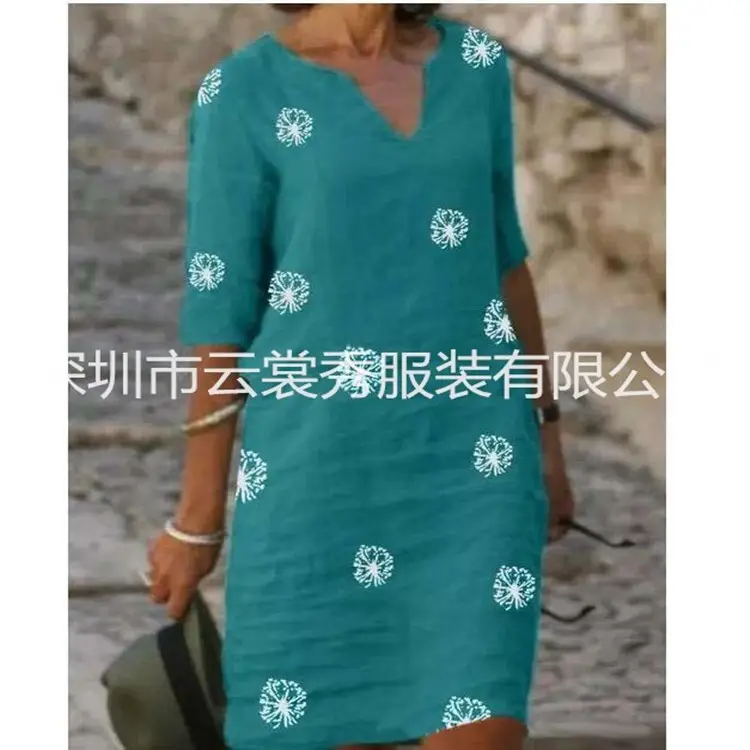 2020 Printed Cotton Floral Short Sleeve Women - Image 6