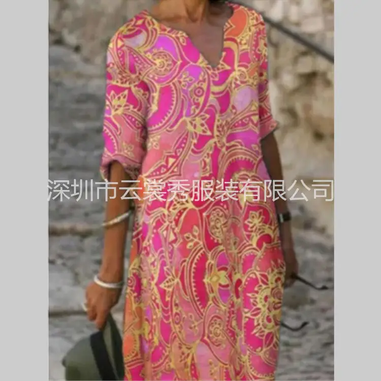 2020 Printed Cotton Floral Short Sleeve Women - Image 2