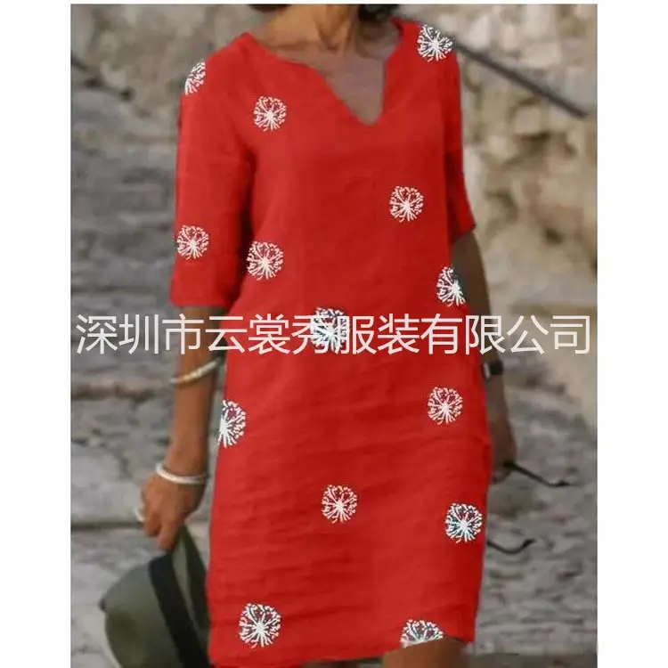 2020 Printed Cotton Floral Short Sleeve Women - Image 3