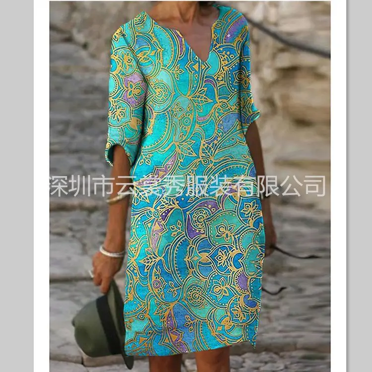 2020 Printed Cotton Floral Short Sleeve Women - Image 7