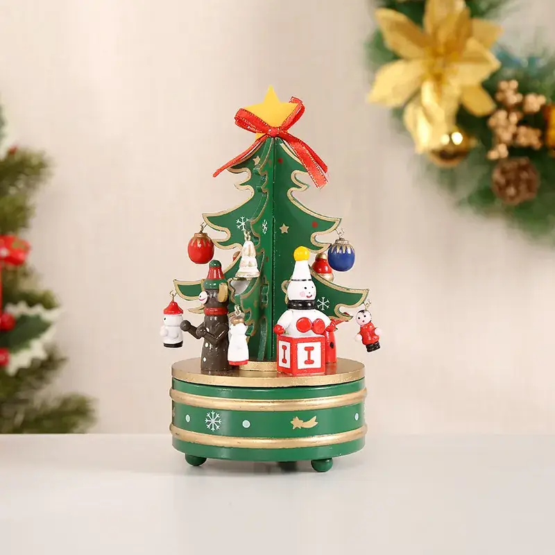 Wooden Christmas Tree Music Box Decor for Home - Image 5