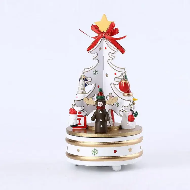 Wooden Christmas Tree Music Box Decor for Home - Image 3