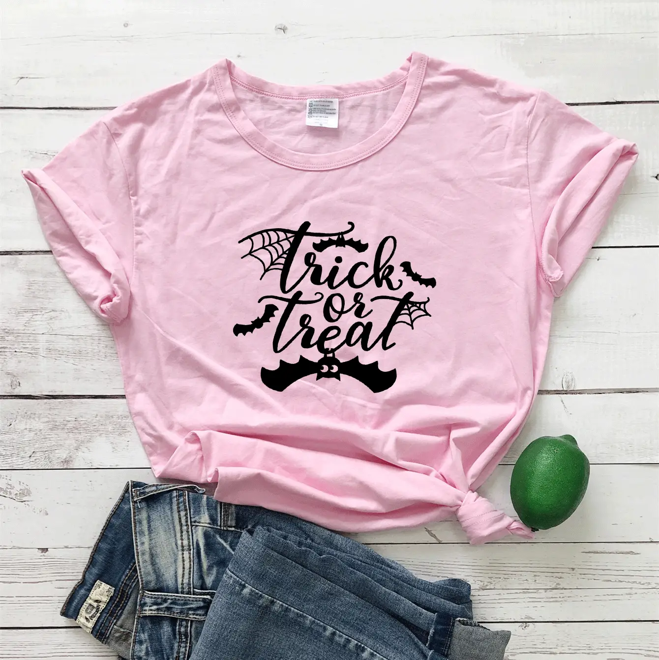 Halloween Trick or Treat Green T-Shirt Short Sleeve - Image 7