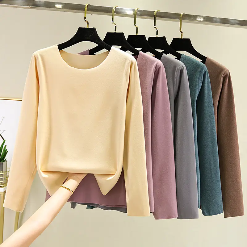 2023 Winter Velvet Round Neck Long Sleeve T-Shirt for Women Plus Size - Image 8