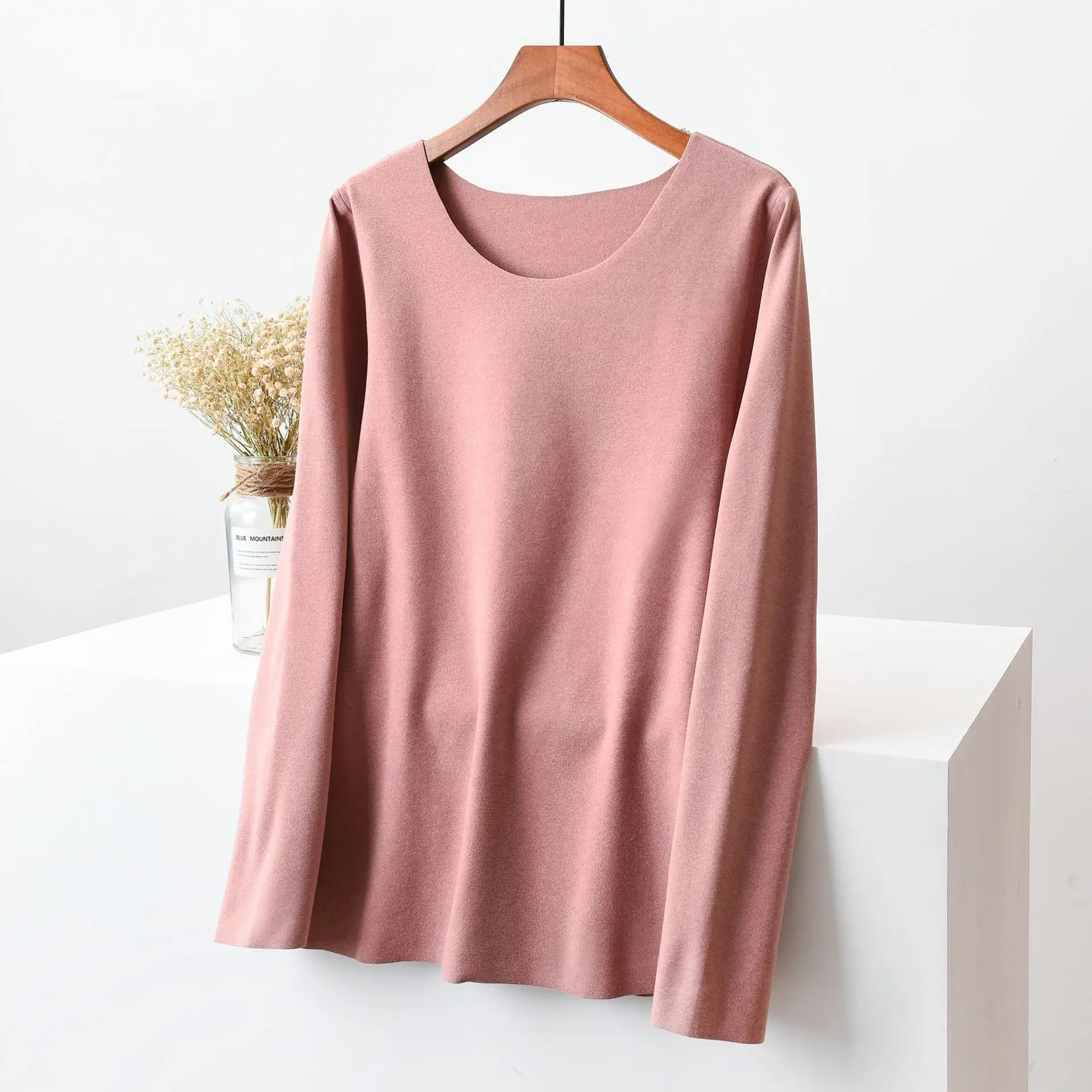 2023 Winter Velvet Round Neck Long Sleeve T-Shirt for Women Plus Size - Image 4