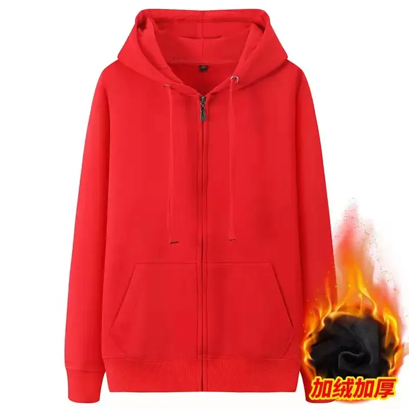 Men's Grey Fleece Zipper Hoodie Large - Image 4