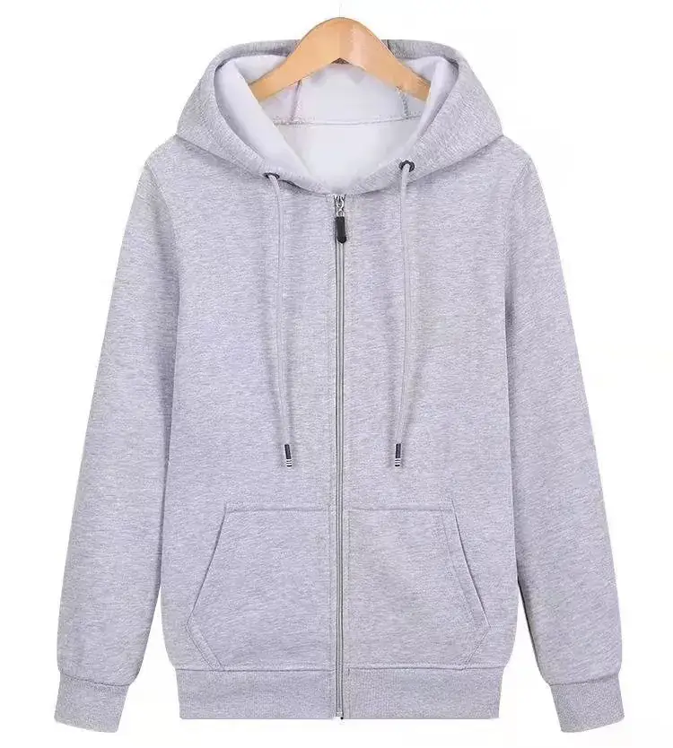 Men's Grey Fleece Zipper Hoodie Large - Image 7