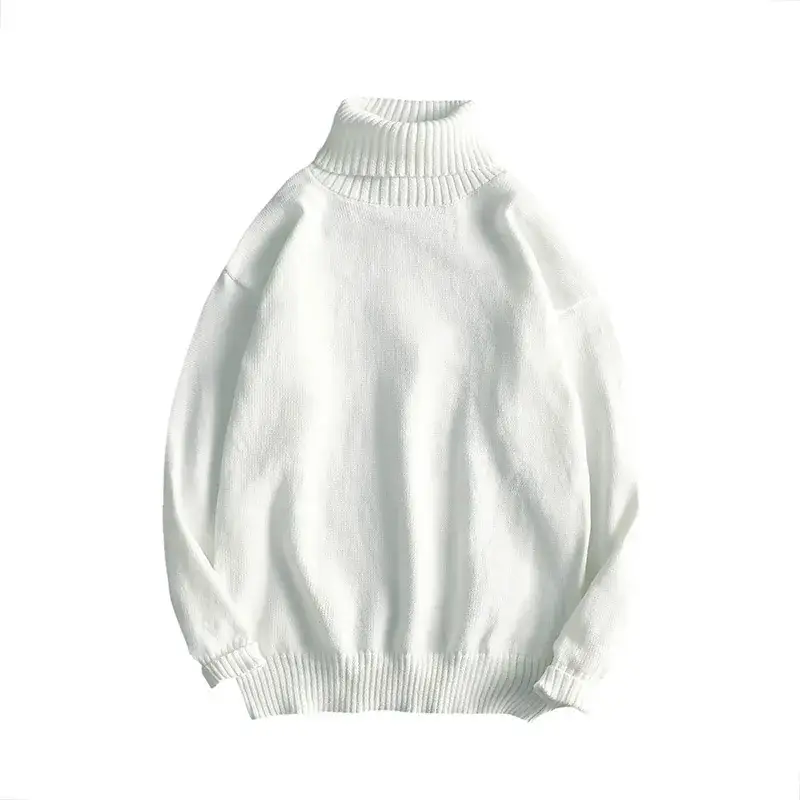 Men Winter White Turtleneck Sweater Loose Fit - Image 11