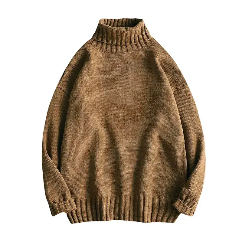 Men Winter White Turtleneck Sweater Loose Fit - Image 3