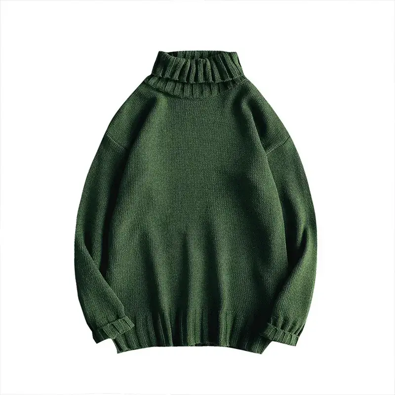 Men Winter White Turtleneck Sweater Loose Fit - Image 5