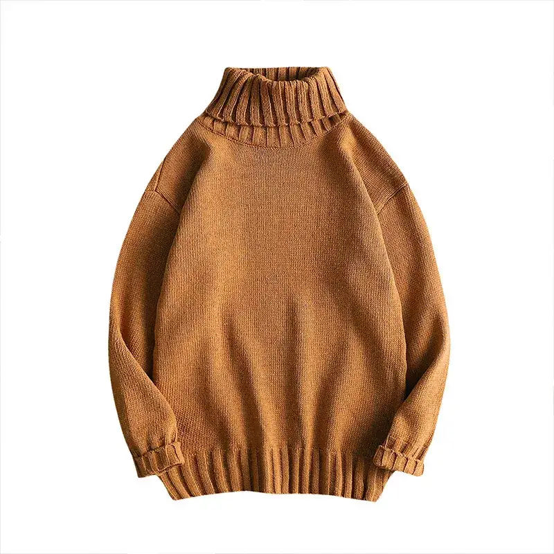 Men Winter White Turtleneck Sweater Loose Fit - Image 6