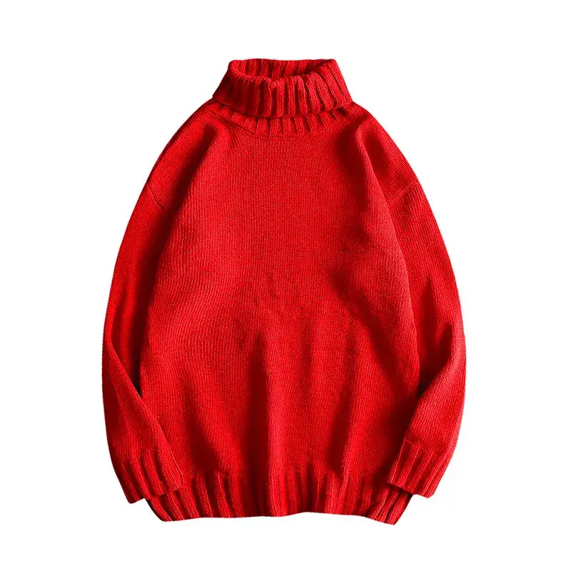 Men Winter White Turtleneck Sweater Loose Fit - Image 7