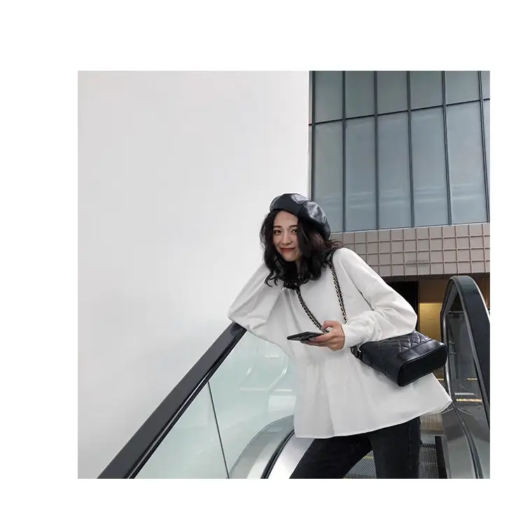 2026 Women Loose Fit Long Sleeve T-Shirt Solid Yellow - Image 8