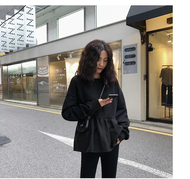 2026 Women Loose Fit Long Sleeve T-Shirt Solid Yellow — feature 34