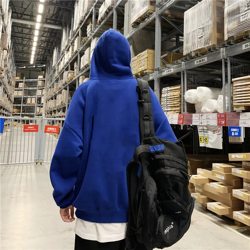 Men Green Solid Color Hooded Sweatshirt Korean Style - Image 12