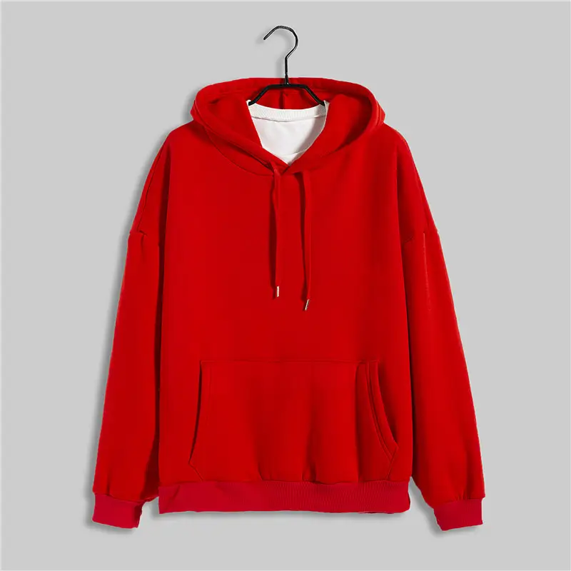 Men Green Solid Color Hooded Sweatshirt Korean Style - Image 3