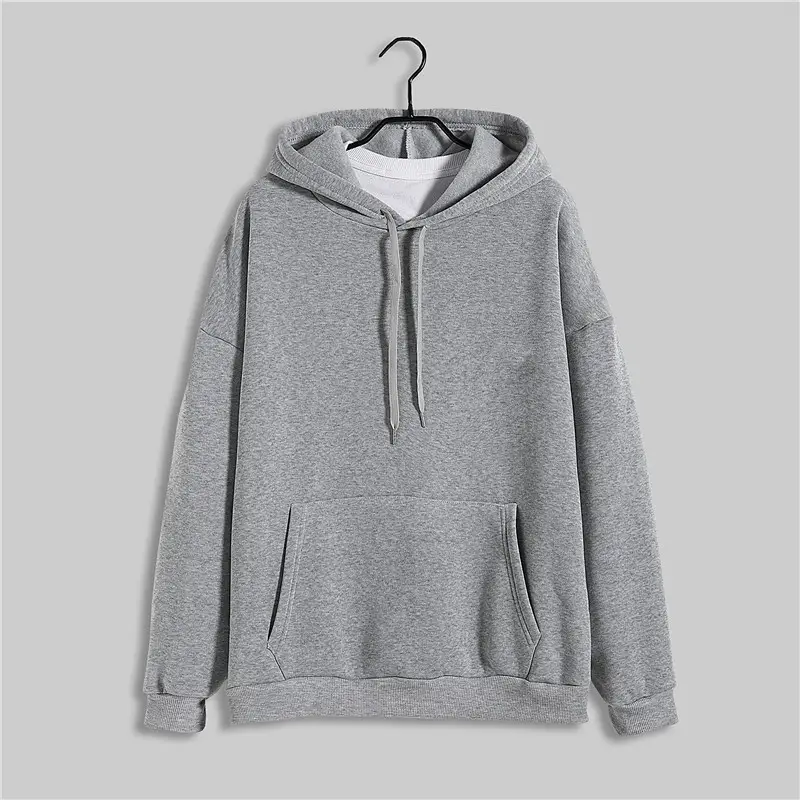 Men Green Solid Color Hooded Sweatshirt Korean Style - Image 4