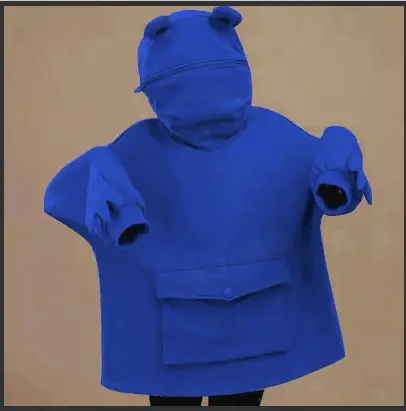Women Fleece Hooded Coat Green Frog Ear Design