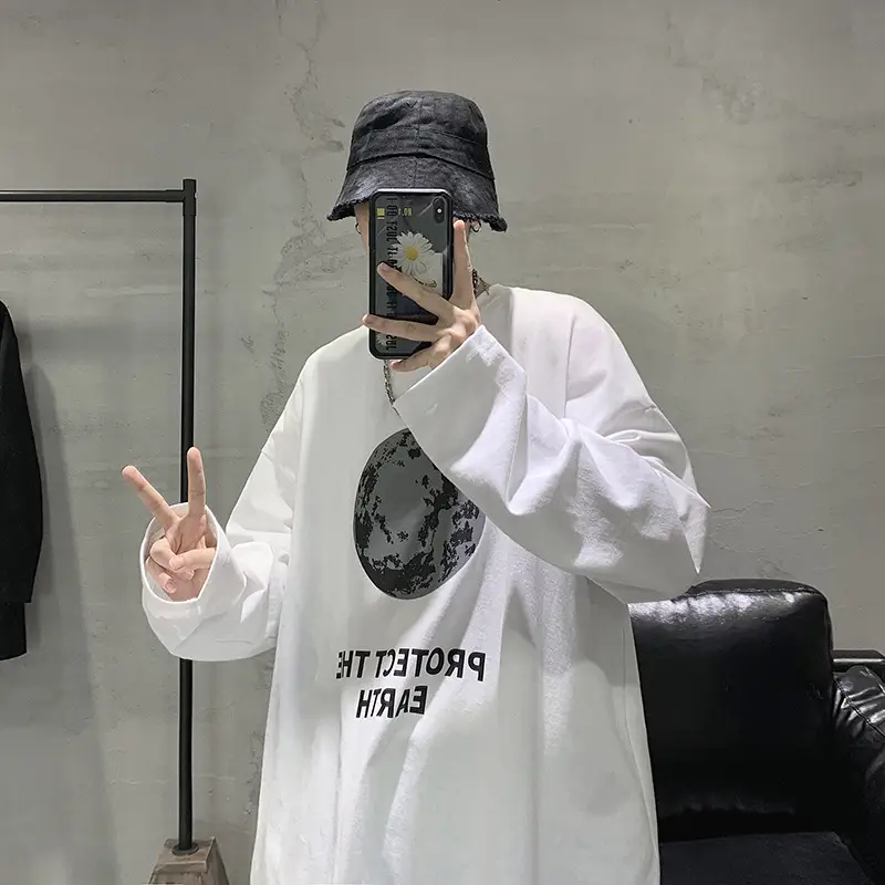 Men's White Loose T-Shirt with Graphic Print - Image 5