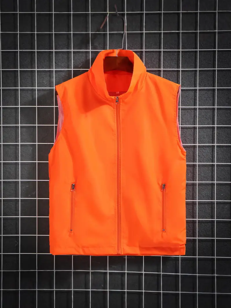 Orange Full-Sleeve Vest for Men with Zip Front - Image 3