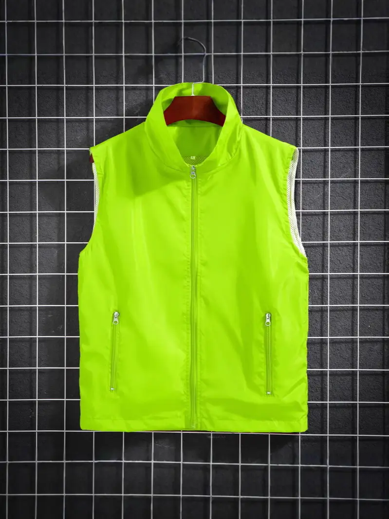 Orange Full-Sleeve Vest for Men with Zip Front - Image 4