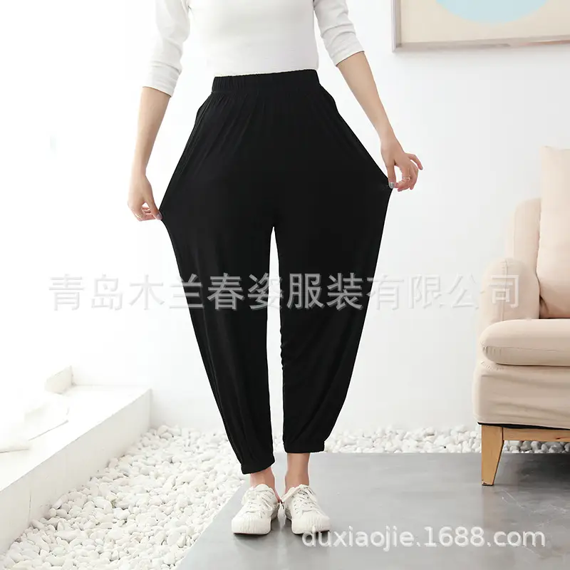 Women's Ankle-Tied Fat Girl Modal Pants Summer - Image 12