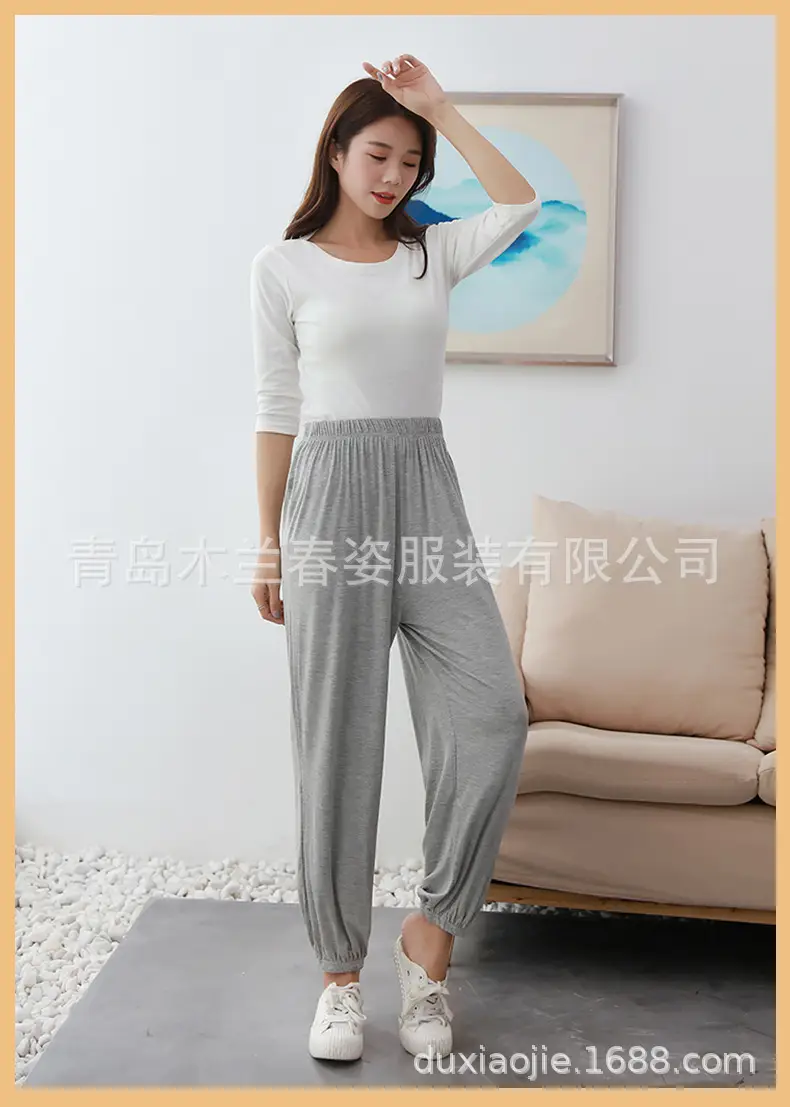 Women's Ankle-Tied Fat Girl Modal Pants Summer — feature 16