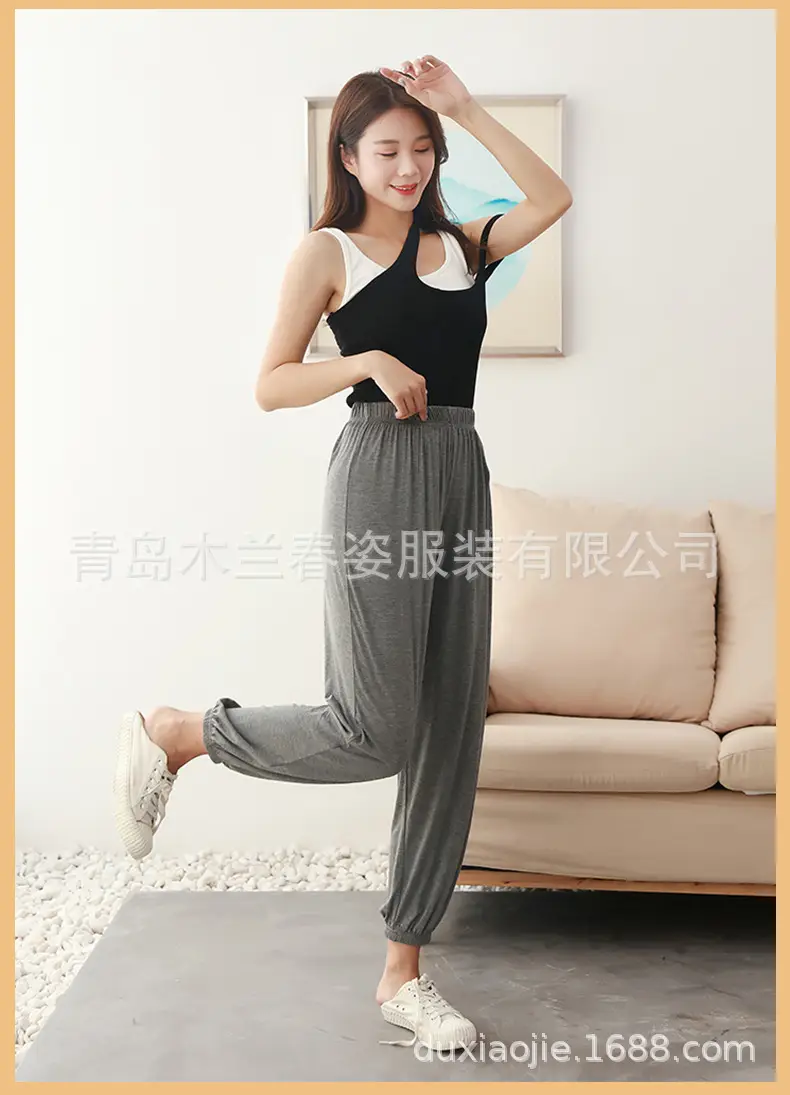 Women's Ankle-Tied Fat Girl Modal Pants Summer — feature 21