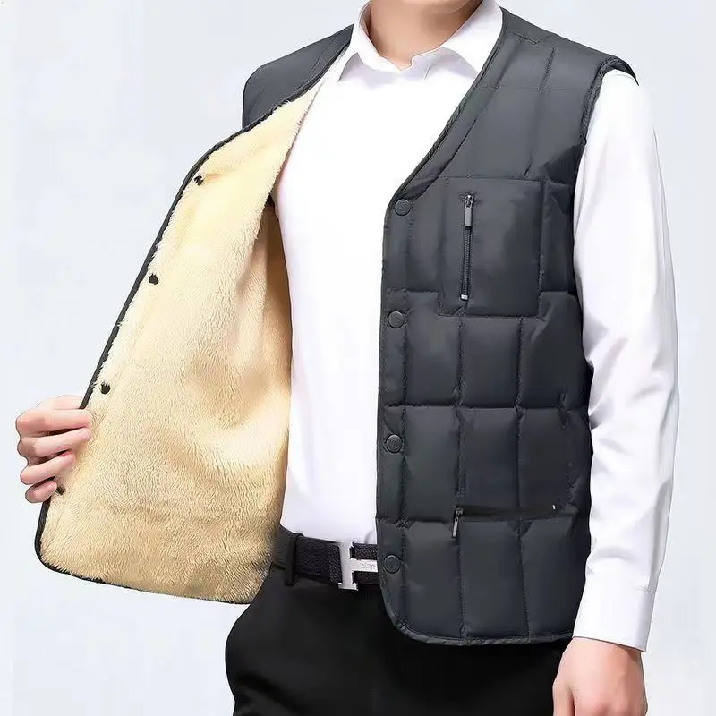 Fleece Lined Men's Vest Black Large Winter Warm - Image 7