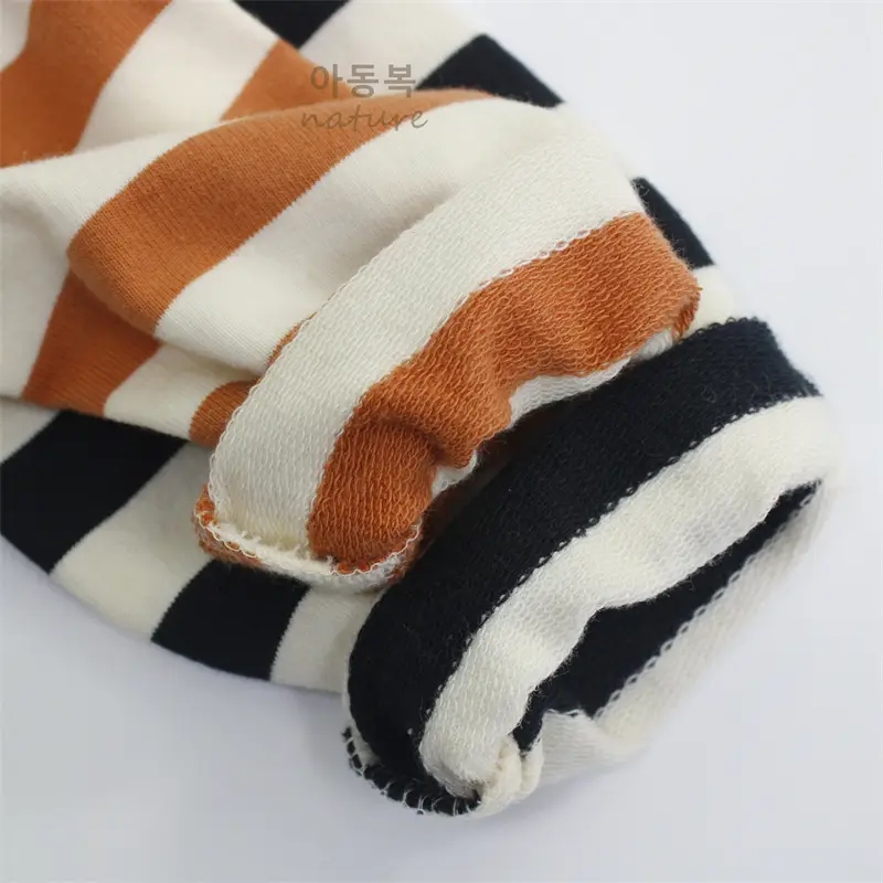 2026 Kids Striped Long Sleeve T-Shirt Brown White — feature 5