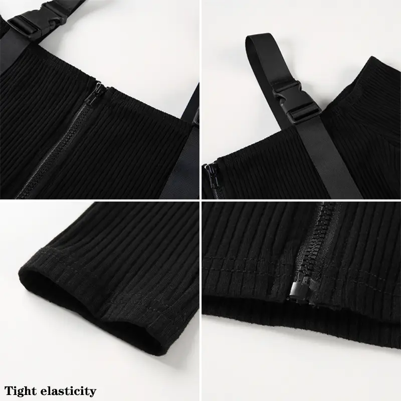 Black Knitted Long Sleeve T-Shirt for Women