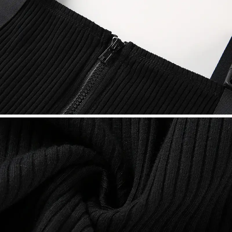 Black Knitted Long Sleeve T-Shirt for Women