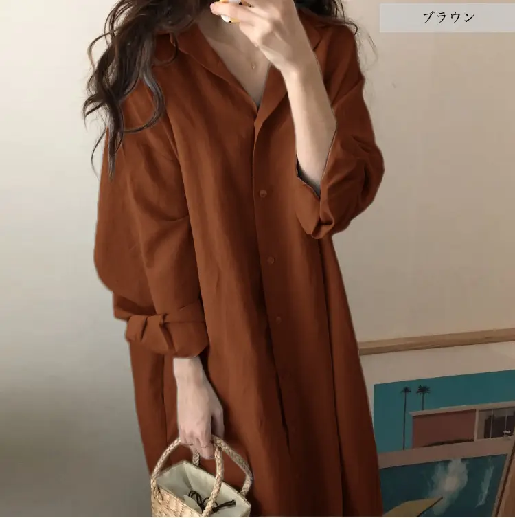 2026 Spring Plus Size Cotton Linen Shirt Dress Set - Image 5