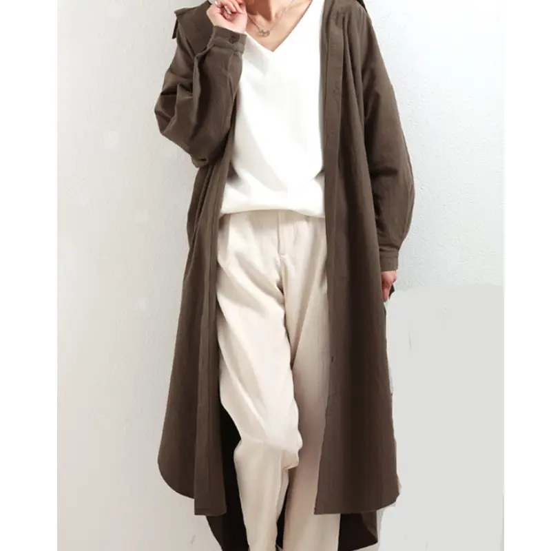 2026 Spring Plus Size Cotton Linen Shirt Dress Set - Image 6
