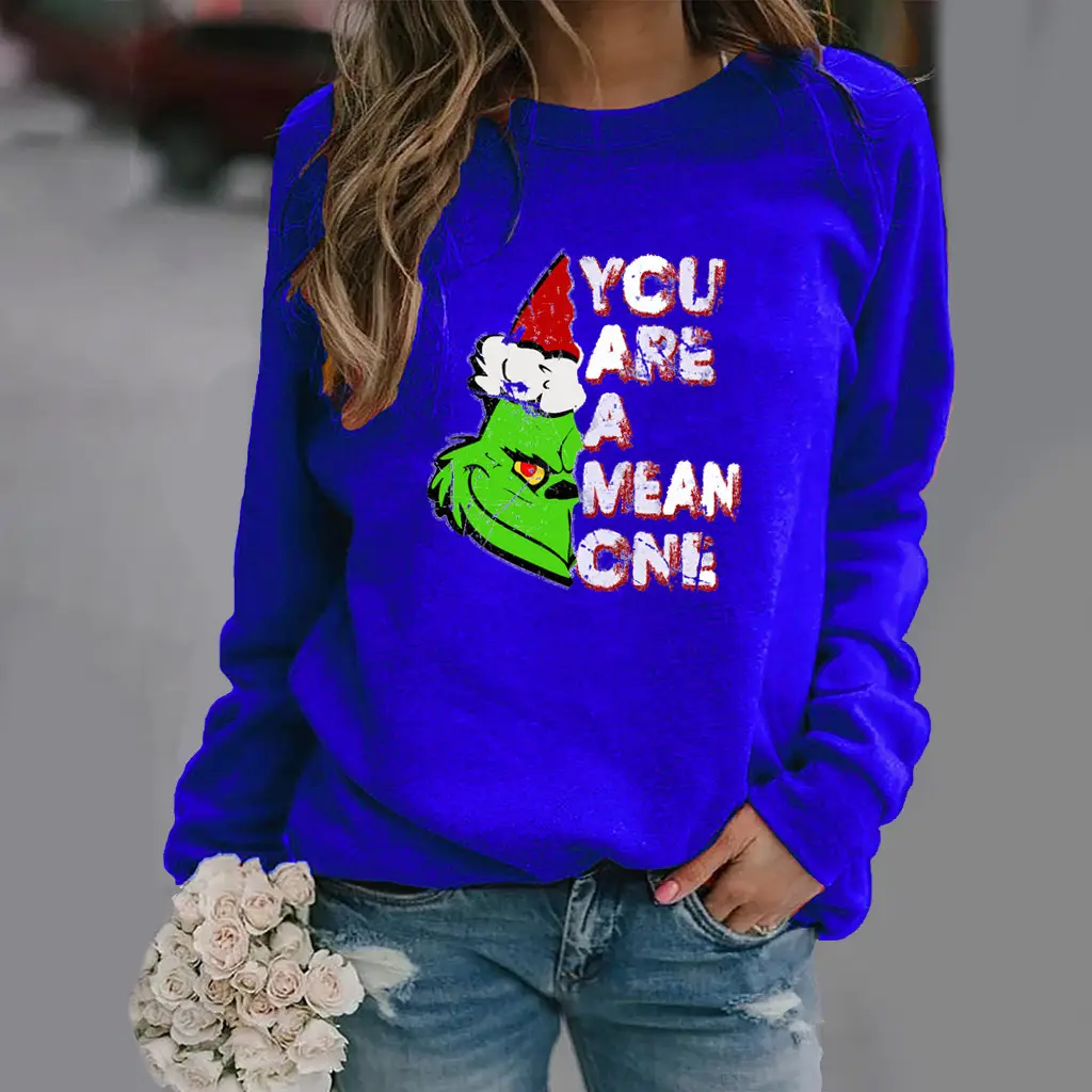 Women Christmas Print Long Sleeve Sweatshirt Brown - Image 10