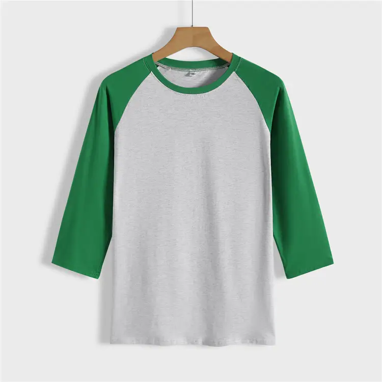 Women's Green & White Raglan Sleeve T-Shirt - Image 3